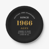 Assiettes En Carton 60th Birthday Name 1966 Black Gold Elegant Chic (Devant)