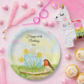 Assiettes En Carton 60th Birthday Robin with Daffodil Cake (Fête)