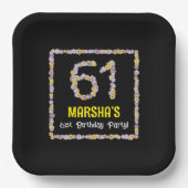 Assiettes En Carton 61e anniversaire : Floral Flowers Numéro, Nom pers (Recto)