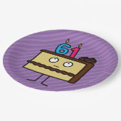 Assiettes En Carton 61e anniversaire Gâteau aux bougies (Angle)