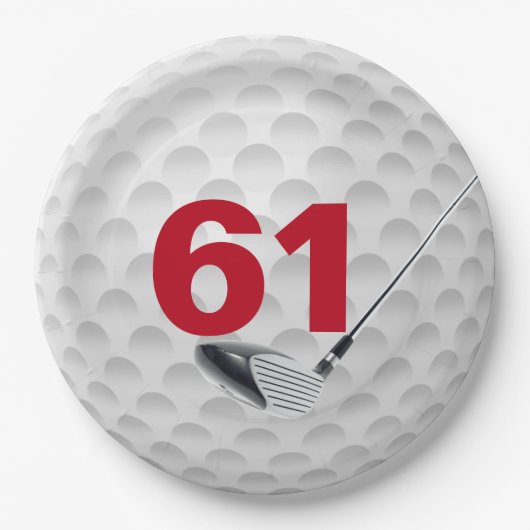 Assiettes En Carton 61e anniversaire Golf Ball Design (Devant)