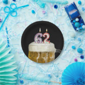 Assiettes En Carton 62e anniversaire bière avec bougie (Fête)