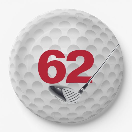Assiettes En Carton 62e anniversaire Golf Ball Design (Devant)