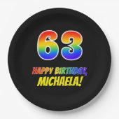 Assiettes En Carton 63e anniversaire : Bold, amusant, simple, arc-en-c (Devant)