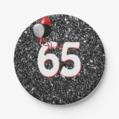 Assiettes En Carton 65e anniversaire Ballons sur Parties scintillant n (Devant)