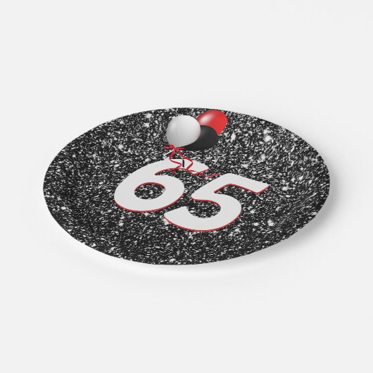 Assiettes En Carton 65e anniversaire Ballons sur Parties scintillant n (Angle)