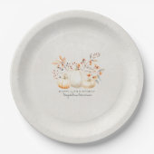 Assiettes En Carton 65e anniversaire blanc Citrouille automne Leaves p (Devant)