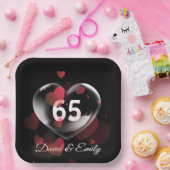 Assiettes En Carton 65e Anniversaire Bulle cardiaque avec Coeurs rouge (Fête)