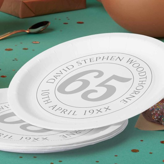 Assiettes En Carton 65e anniversaire commémoratif