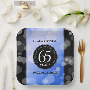 Assiettes En Carton 65e anniversaire de l'élégant Mariage Blue Sapphir
