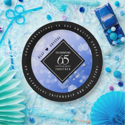 Assiettes En Carton 65e anniversaire de l'élégant Mariage Blue Sapphir (Fête)