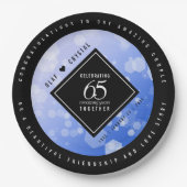 Assiettes En Carton 65e anniversaire de l'élégant Mariage Blue Sapphir (Devant)