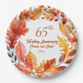 Assiettes En Carton 65e anniversaire du Mariage automne floral (Devant)