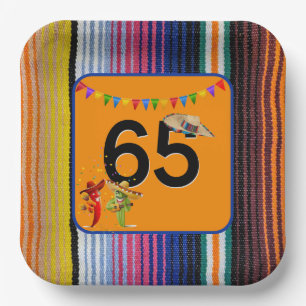 Assiettes En Carton 65e anniversaire fête Design mexicain