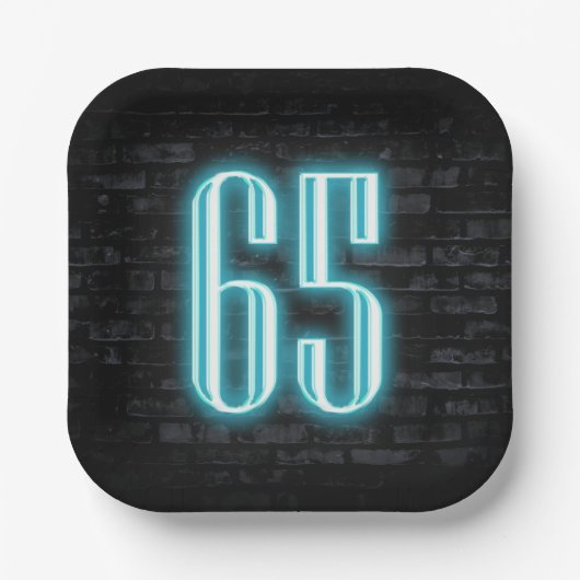Assiettes En Carton 65e anniversaire fête néon Connexion en brique (Recto)