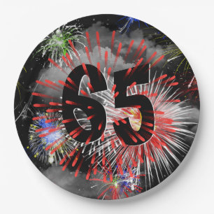 Assiettes En Carton 65e anniversaire Feu d'artifice dans les nuages Pl