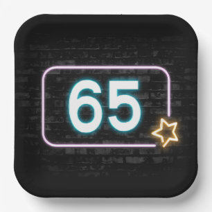 Assiettes En Carton 65e anniversaire Neon Connexion Brick