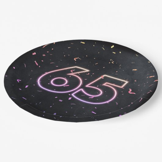 Assiettes En Carton 65e anniversaire Neon Connexion Plaque en papier n (Angle)