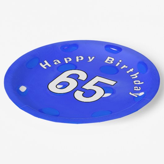 Assiettes En Carton 65e anniversaire Pickleball bleu (Angle)