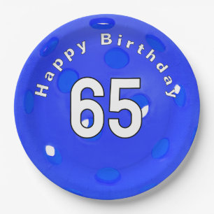 Assiettes En Carton 65e anniversaire Pickleball bleu