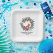Assiettes En Carton 65th Birthday Red Cardinal Wreath Custom (Fête)