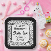 Assiettes En Carton 65th Party Random Number Pattern Black/White (Fête)