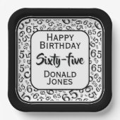 Assiettes En Carton 65th Party Random Number Pattern Black/White (Recto)