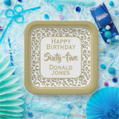 Assiettes En Carton 65th Party Random Number Pattern Gold/White (Fête)