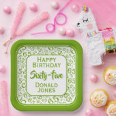 Assiettes En Carton 65th Party Random Number Pattern Green/White (Fête)