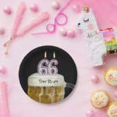 Assiettes En Carton 66e anniversaire bière avec bougies (Fête)