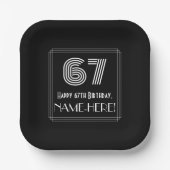 Assiettes En Carton 67e anniversaire — Art Déco Inspiré Look "67" + No (Recto)