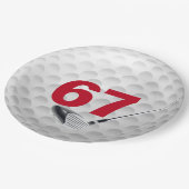 Assiettes En Carton 67e anniversaire Golf Ball Design Plaque en papier (Angle)