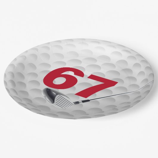 Assiettes En Carton 67e anniversaire Golf Ball Design Plaque en papier (Angle)
