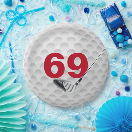 Assiettes En Carton 69e anniversaire Golf Ball Design Plaque en papier (Fête)
