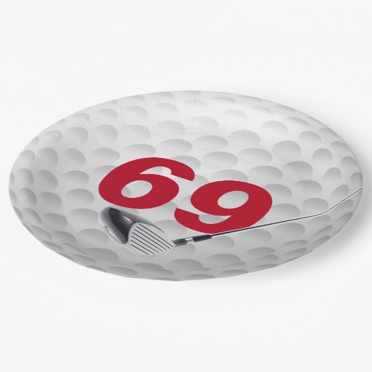 Assiettes En Carton 69e anniversaire Golf Ball Design Plaque en papier (Angle)