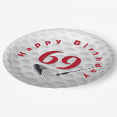 Assiettes En Carton 69th Birthday Golf Ball Design (Angle)