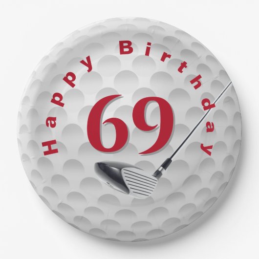 Assiettes En Carton 69th Birthday Golf Ball Design (Devant)