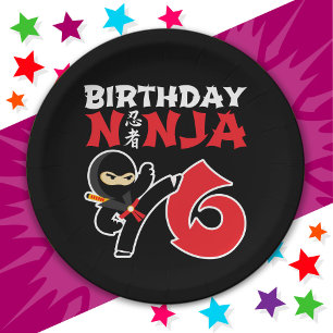 Assiettes En Carton 6 ans Karate Ninja Party Enfants 6e anniversaire
