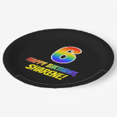 Assiettes En Carton 6e anniversaire : Bold, amusant, simple, arc-en-ci (Angle)