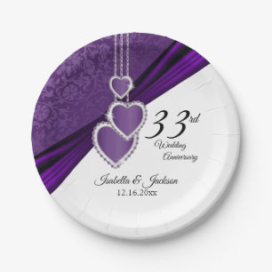 Assiettes En Carton 6ème / 33ème / 47ème Anniversaire d'Améthyste pour