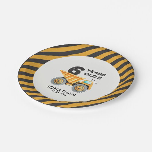 Assiettes En Carton 6th birthday boy construction theme (Angle)