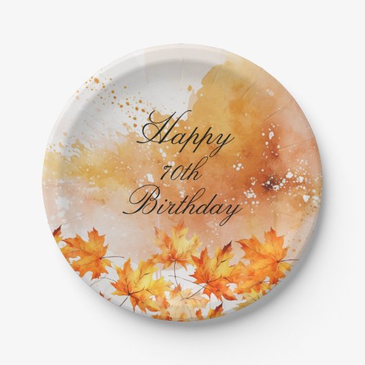 Assiettes En Carton 70 Anniversaire d'automne (Devant)