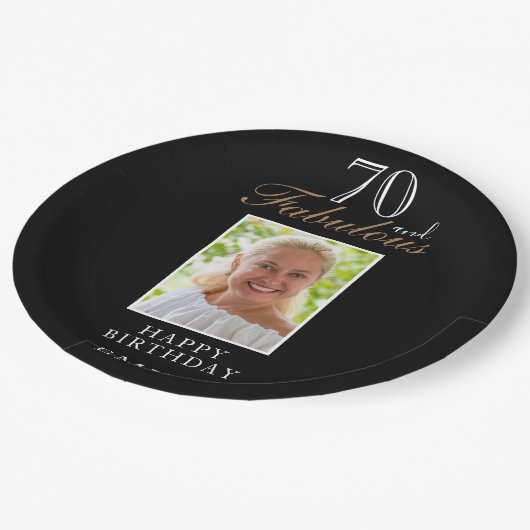 Assiettes En Carton 70 et fabuleux script photo 70e anniversaire (Angle)
