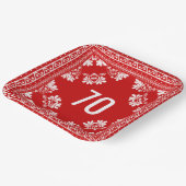 Assiettes En Carton 70e anniversaire Bandana rouge (Angulaire)