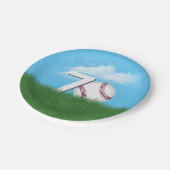 Assiettes En Carton 70e Anniversaire Baseball En Herbe Verte (Angle)