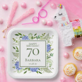 Assiettes En Carton 70e anniversaire Blue Hydrangeas (Fête)