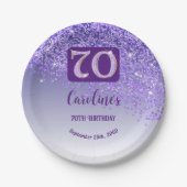 Assiettes En Carton 70e anniversaire Chic Falling Purple Parties scint (Devant)