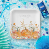 Assiettes En Carton 70e anniversaire Citrouille Fleur sauvage personna (Fête)