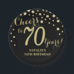 Assiettes En Carton 70e anniversaire de fête Diamant noir et or<br><div class="desc">70e fête d'anniversaire Plaque en papier Diamant Noir et Or</div>