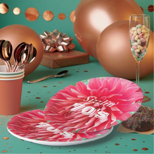 Assiettes En Carton 70e anniversaire de Sizzlin Jalon Rouge Dahlia Flo (Multi)